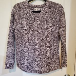Sonoma White And Purple Cable Sweater'